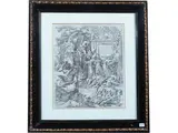 Arnold van Westerhout, Allegory in honor of Cardinal Franciotti with the three theological virtues, etching