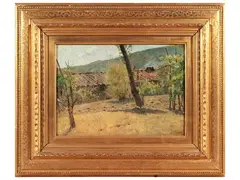 Casolari tra le vigne by Luigi Bechi, oil on panel, offered Jun 2024
