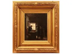 Goldoni che fa visita a Rousseau by Francesco Gioli, oil on panel, offered Jun 2024