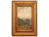 Giovanni Costa, Veduta di Capri, oil on panel