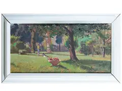 Giardino dello zoo di Livorno by Giorgio Luxardo, oil on panel, offered Jun 2024