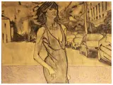 Luca Zampetti, Per strada distrattamente lo guardò 2004, mixed media on board paper