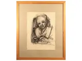 Vinicio Berti, Lo scrittore mancino 1984, charcoal on paper
