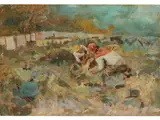 Tito Pellicciotti, Il bucato, oil on cardboard