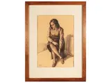 Dyalma Stultus, Fanciulla 1936, charcoal and pastels on paper
