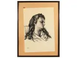 Dyalma Stultus, Ritratto di Fanciulla 1950, charcoal on paper