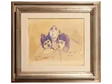 Mino Maccari, Io e loro, mixed media on paper
