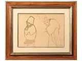 Mino Maccari, La Signora e il Cardinale, watercolor on paper