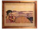 Domenico Cantatore, Donna sdraiata, color lithograph