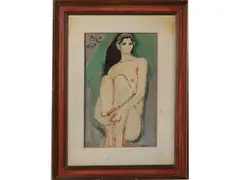 Nudino in viola verde 1969 by Bruno Paoli, oil on panel, offered Jun 2024
