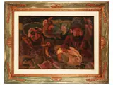 Beppe Serafini, Omaggio a Possenti, oil on engraved cardboard