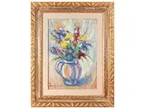 Dino Migliorini, Vaso di fiori, oil on hardboard