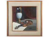 Giacomo Tabellini, Violino e vaso, oil on panel