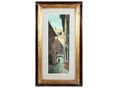 Vicolo by Pirzio, oil on hardboard, offered Jun 2024