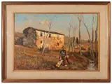 Mario Tamburini, Vecchio mulino 1967, oil on tablet