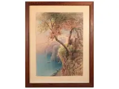 Salvatore Petruolo, Scorcio di costiera 1926, watercolor on paper