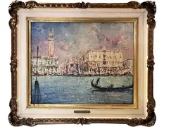 Luigi Pagan, Venezia San Marco e Palazzo Ducale, oil on hardboard