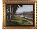 Dino Migliorini, Scorcio di Firenze 1949, oil on panel