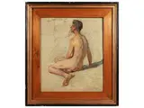 Francesco Gioli, Nudo maschile. Studio per Nudi sulla spiaggia, oil on canvas