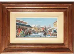 Mercato a Vicchio 1982 by Rutilio Muti, oil on panel, offered Jun 2024