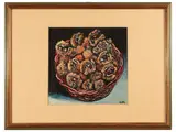 Renato Guttuso, Cesto di castagne, Color lithograph