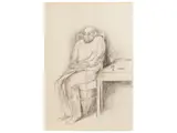 Dino Caponi, Composizione 1978 e Ritratto maschile 1994, one drawing in ink on cardboard and one in pencil and charcoal on cardboard