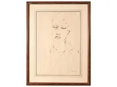 Volto di fanciulla by Alfio Rapisardi, ink and watercolor on paper, offered May 2024