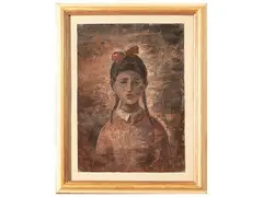 Ritrato di fanciulla 1956 by Cesare Vagarini, oil on cardboard, offered May 2024