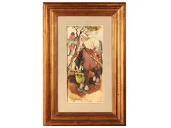 Two paintings by Basso Ragni, Horses at rest, offered May 2024