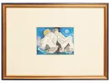 Giuliano Pini, Due giovani 1998, oil on cardboard