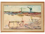 Vittorio Nomellini, Cantiere a Viareggio, watercolor on paper