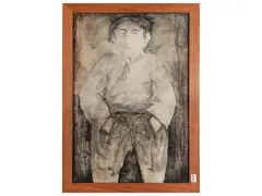 Contadini by Marcello Boccacci, mixed media on paper, offered May 2024