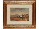 Luigi Falai, Lago Massaciuccoli, oil on canvas cardboard