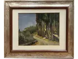 Enzo Ceccherini, Veduta di strada di campagna 1936, oil on cardboard