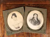Matteo Antonio Picasso, Portrait of Elena Albani Litta and Portrait of Pompeo Litta Visconti Arese, 1836, Pair of pencil drawings in oval