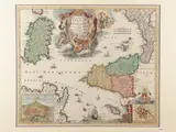 Johann Baptist Homann, Regnorum Siciliae et Sardiniae 1705, double-page copper engraving