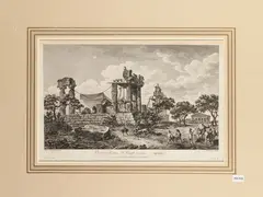 View of the ruins of the Temple of Junon in Agrigente by Jean-Claude Richard de Saint-Non, etching, offered May 2024