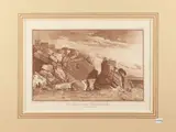 Jean-Pierre Houël, Unique entry of the ancient Forteresss de Cocale - View of a portion of the Walls of Agrigente