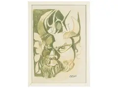 Giuseppe De Gregorio, Fauno, mixed media on paper