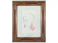 Ritratto by Gastone Breddo, pencil and watercolor on paper, offered Apr 2024
