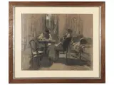Mania (La lettura) by Ludovico Tommasi, charcoal and pastels on paper, offered Apr 2024