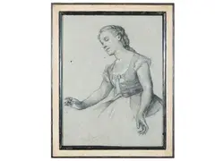 Fanciulla by Alexandre Bida, charcoal and pastels on cardboard, offered Apr 2024