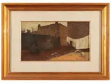 Enzo Ceccherini, Strada di un piccolo paese, oil on cardboard
