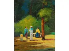 Park view with seaman by Renato Natali, oil on canvas, offered Apr 2024