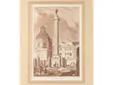 Henry Abbot, Column of Forum of Trajan - The Forum from the pillar of Phocus - Temple of Vesta, three aquatints in sepia