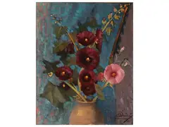 Flower pot by Alfredo Pieracci, two oil paintings on panel, offered Mar 2024