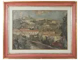 Giuseppe Manfredi, View of Montecatini Terme, oil on canvas