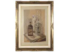 Still life by Giuseppe Manfredi, oil on chipboard, offered Mar 2024
