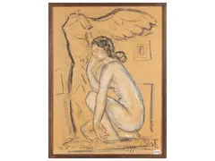 Antonio Berti, Modella nello studio 1971, two charcoal