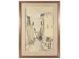 Enzo Pregno, Strada di Firenze, mixed media on cardboard laid on cardboard
